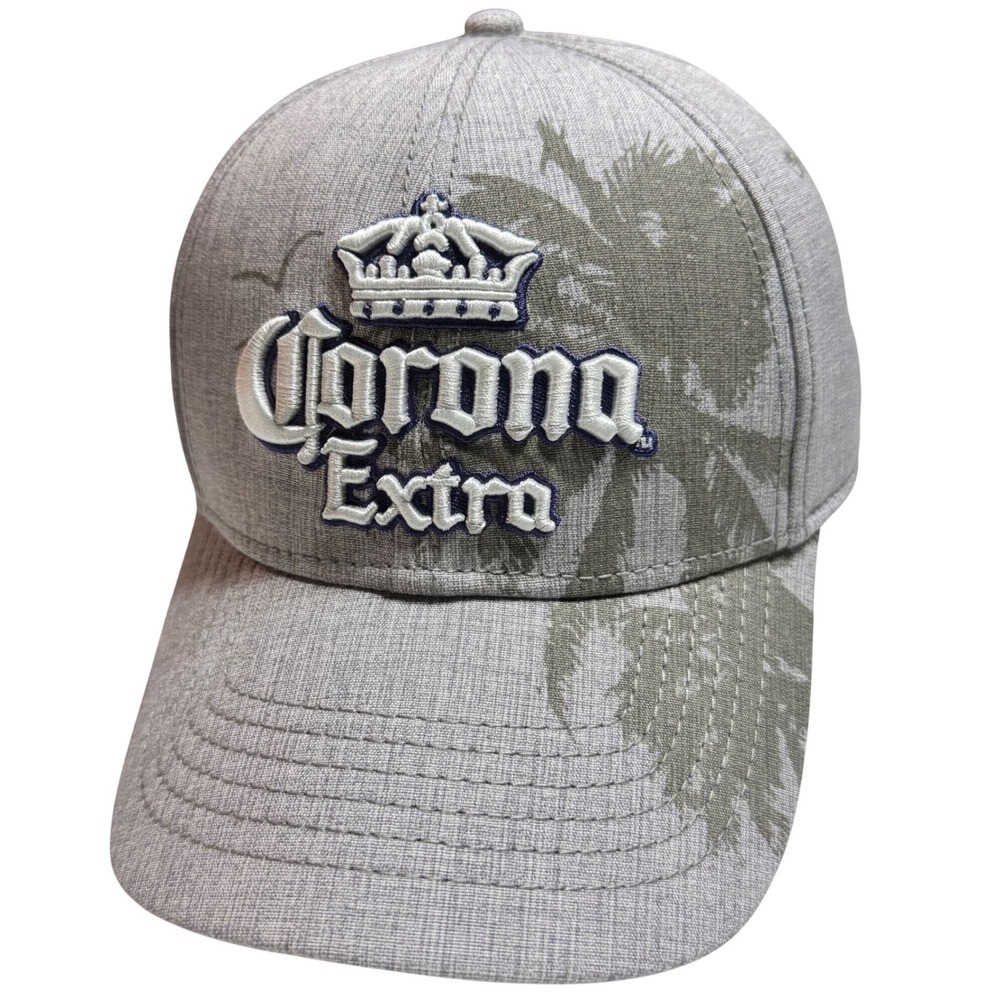 Corona Extra Palm Tree Snapback Hat Heather Gray Navy Adjustable Cap